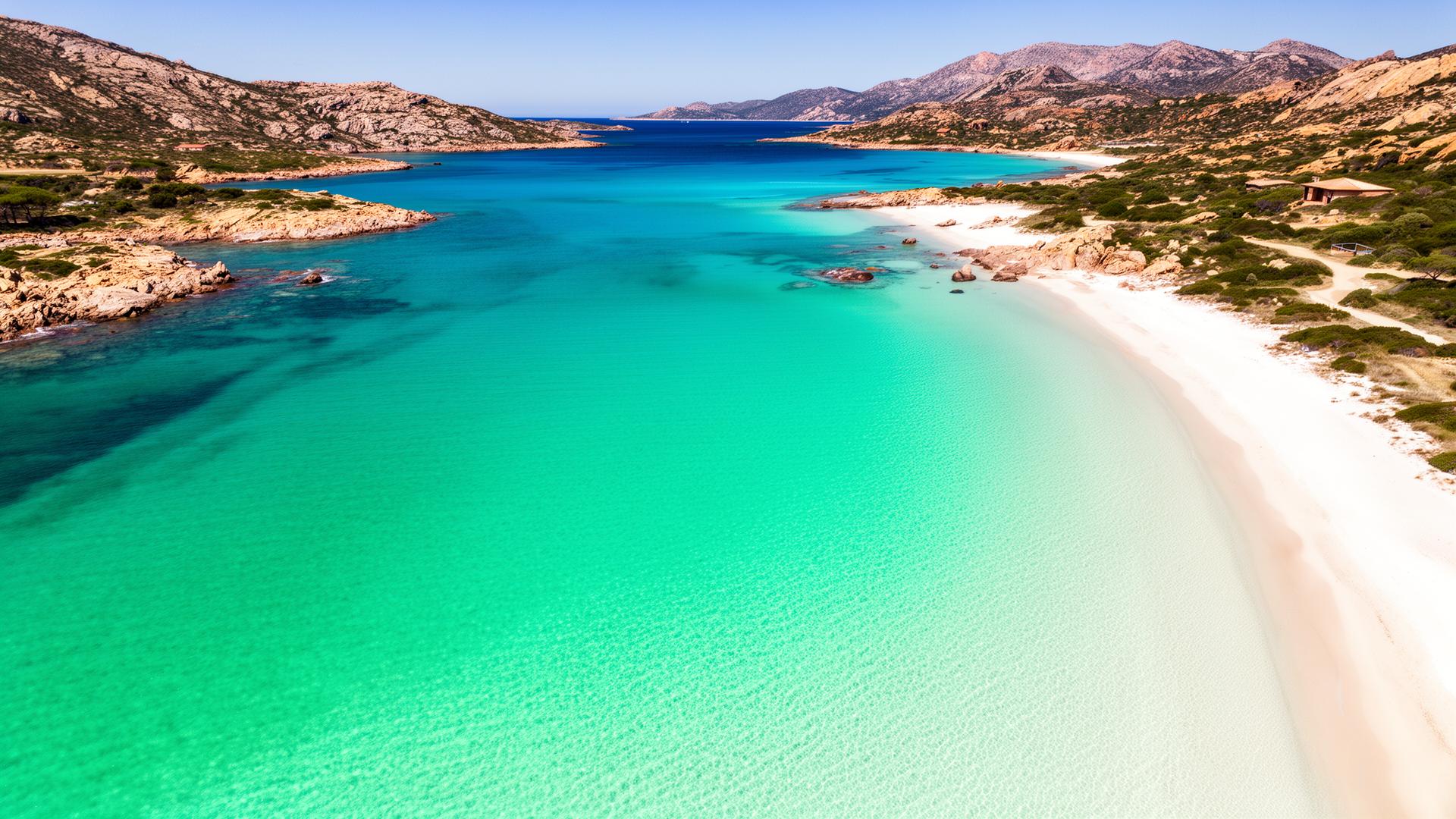 Mare turchese e spiagge di Palau in Sardegna, vista sull'arcipelago della Maddalena